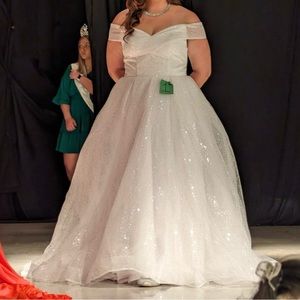 Sparkly White Dress with Train